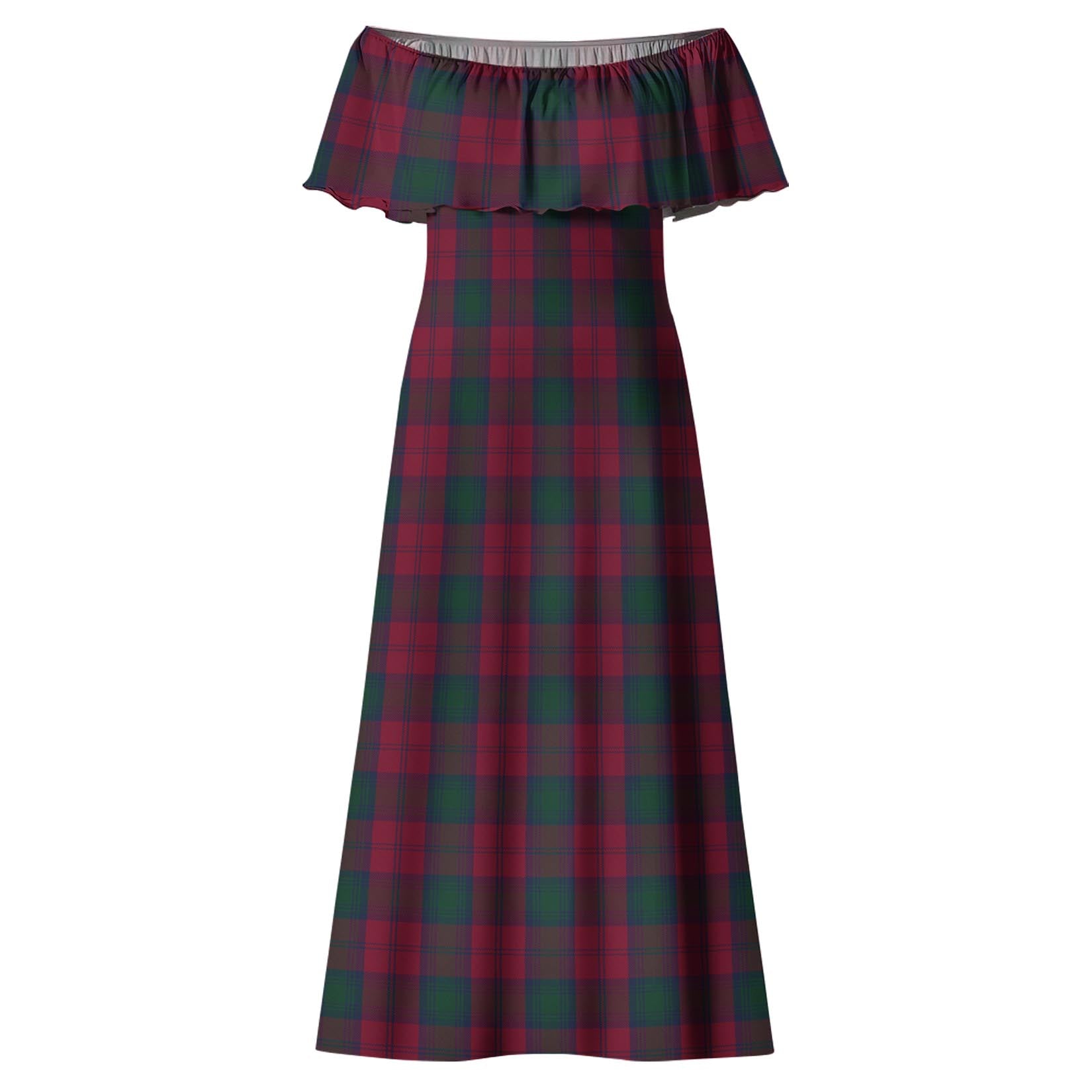 Lindsay Tartan Off Shoulder Long Dress - Tartanvibesclothing