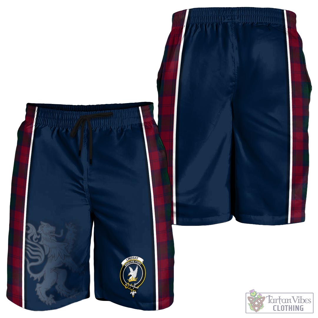 Tartan Vibes Clothing Lindsay Tartan Men's Shorts with Family Crest and Lion Rampant Vibes Sport Style