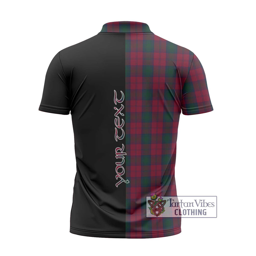 Lindsay Tartan Zipper Polo Shirt with Family Crest and Half Of Me Style - Tartanvibesclothing Shop