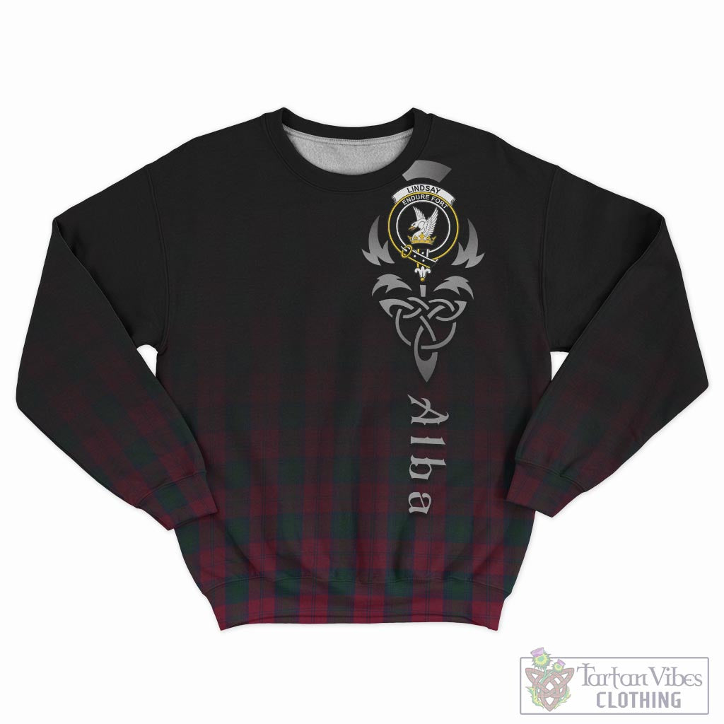 Tartan Vibes Clothing Lindsay Tartan Sweatshirt Featuring Alba Gu Brath Family Crest Celtic Inspired