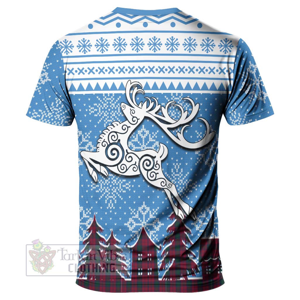 Tartan Vibes Clothing Lindsay Clan Christmas T-Shirt Celtic Reindeer Style