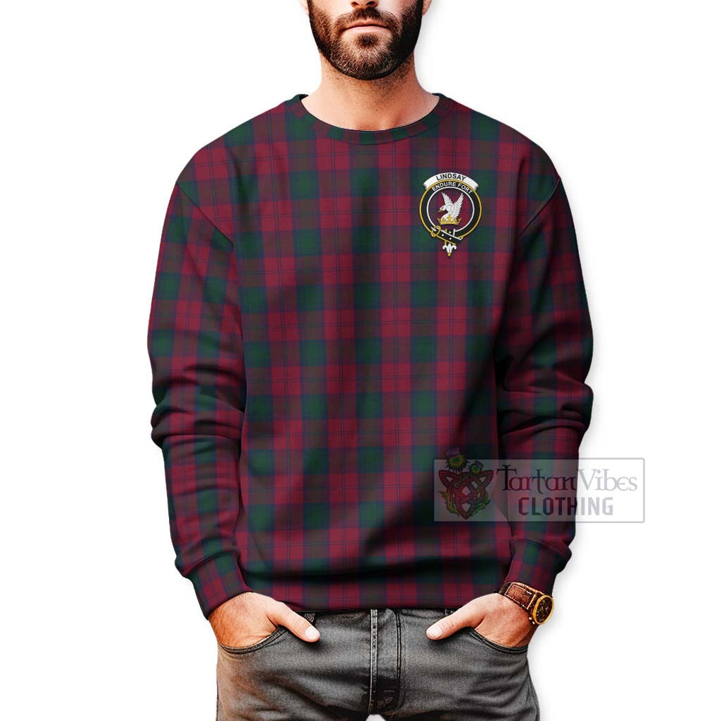 Tartan Vibes Clothing Lindsay Tartan Sweatshirt with Family Crest Celtic Skull Style