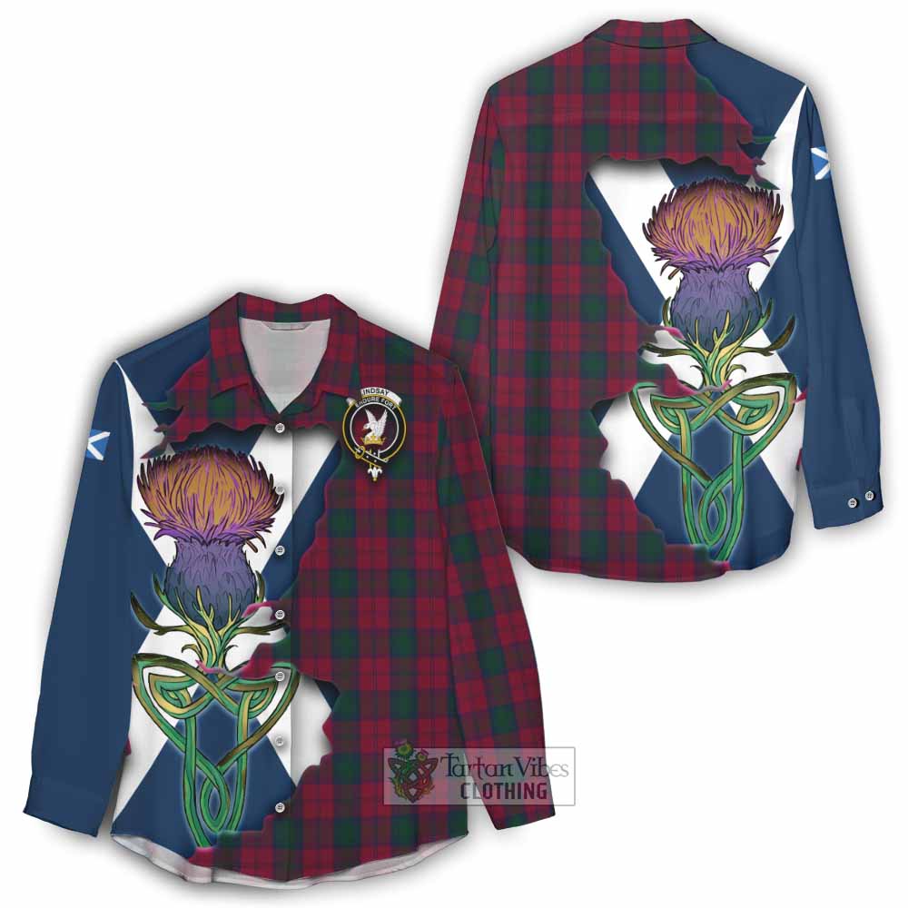 Lindsay Tartan Family Crest Women's Casual Shirt Scottish Thistle Celtic Inspired - Tartan Vibes Clothing