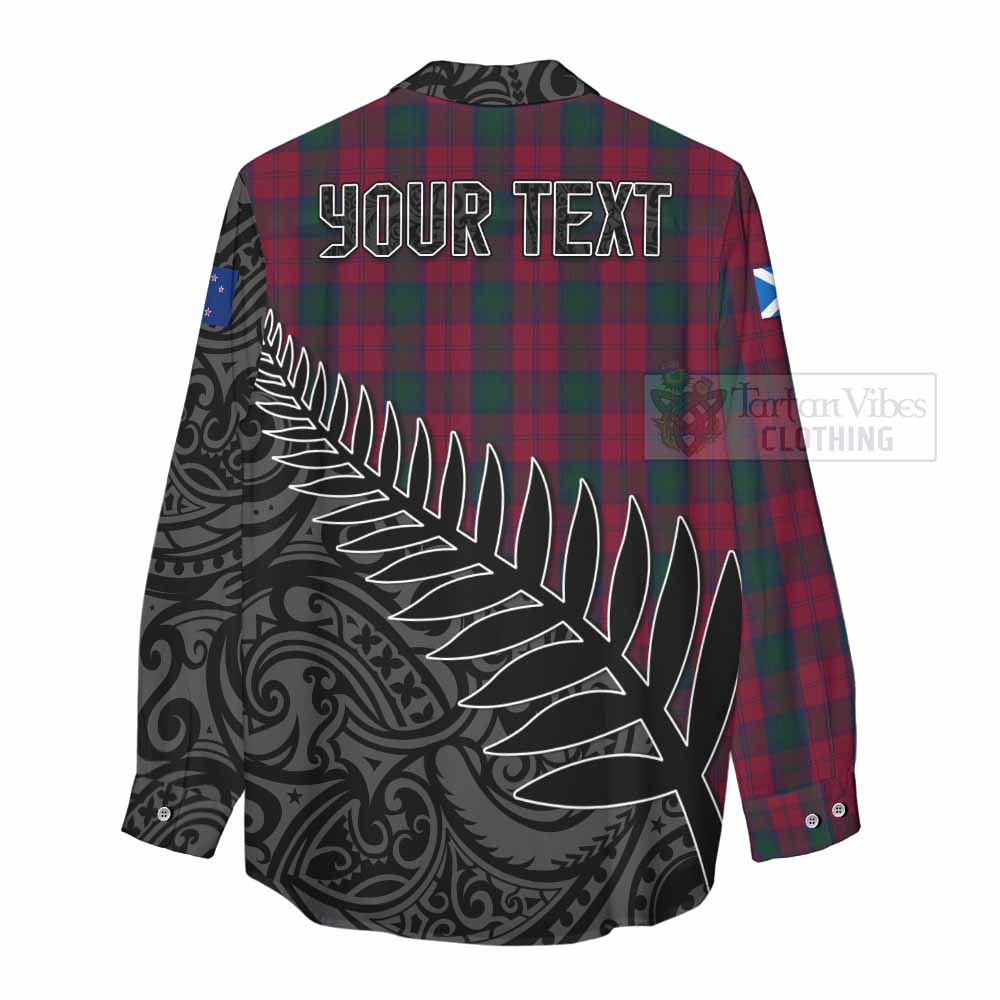 Tartan Vibes Clothing Lindsay Crest Tartan Women's Casual Shirt with New Zealand Silver Fern Half Style