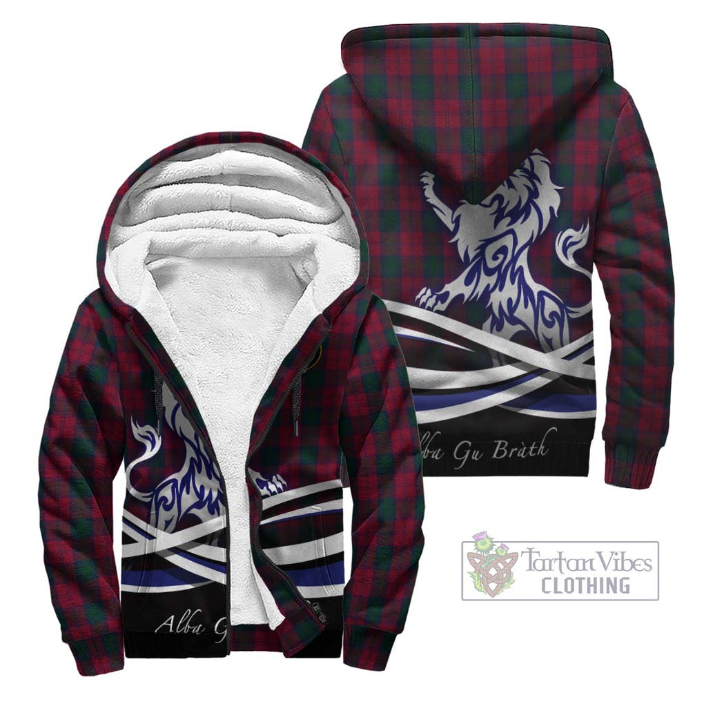 Lindsay Tartan Sherpa Hoodie with Alba Gu Brath Regal Lion Emblem Unisex - Tartanvibesclothing Shop