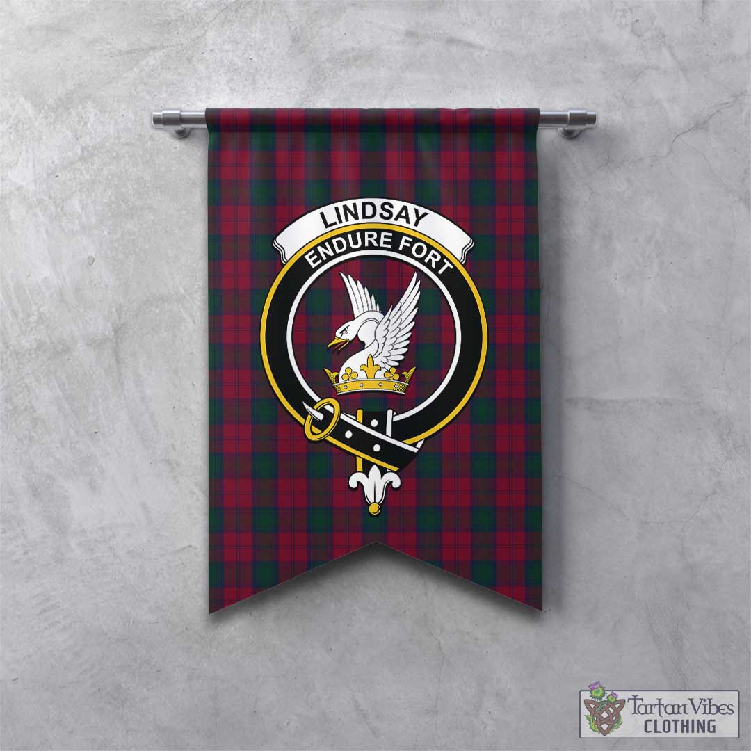 Tartan Vibes Clothing Lindsay Tartan Gonfalon, Tartan Banner with Family Crest