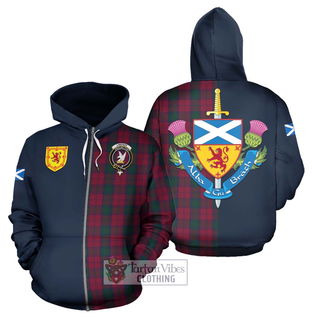 Tartan Vibes Clothing Lindsay Tartan Hoodie with Scottish Lion Royal Arm Half Style