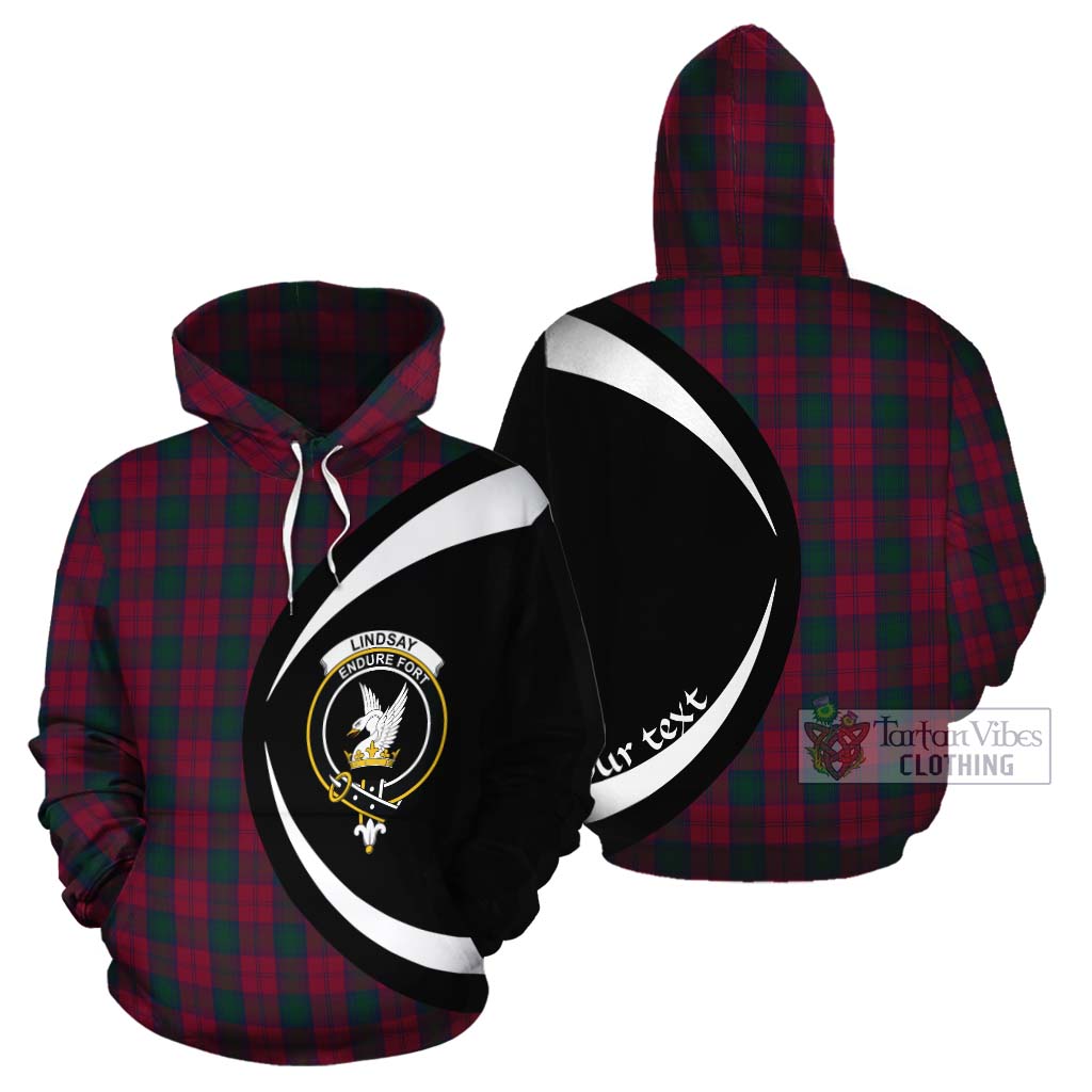 Tartan Vibes Clothing Lindsay Tartan Cotton Hoodie with Family Crest Circle Style