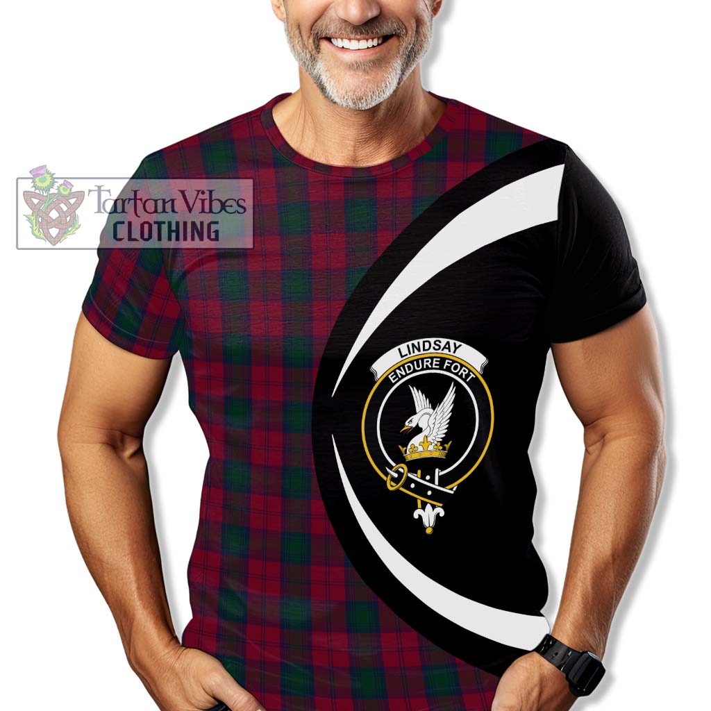 Tartan Vibes Clothing Lindsay Tartan T-Shirt with Family Crest Circle Style