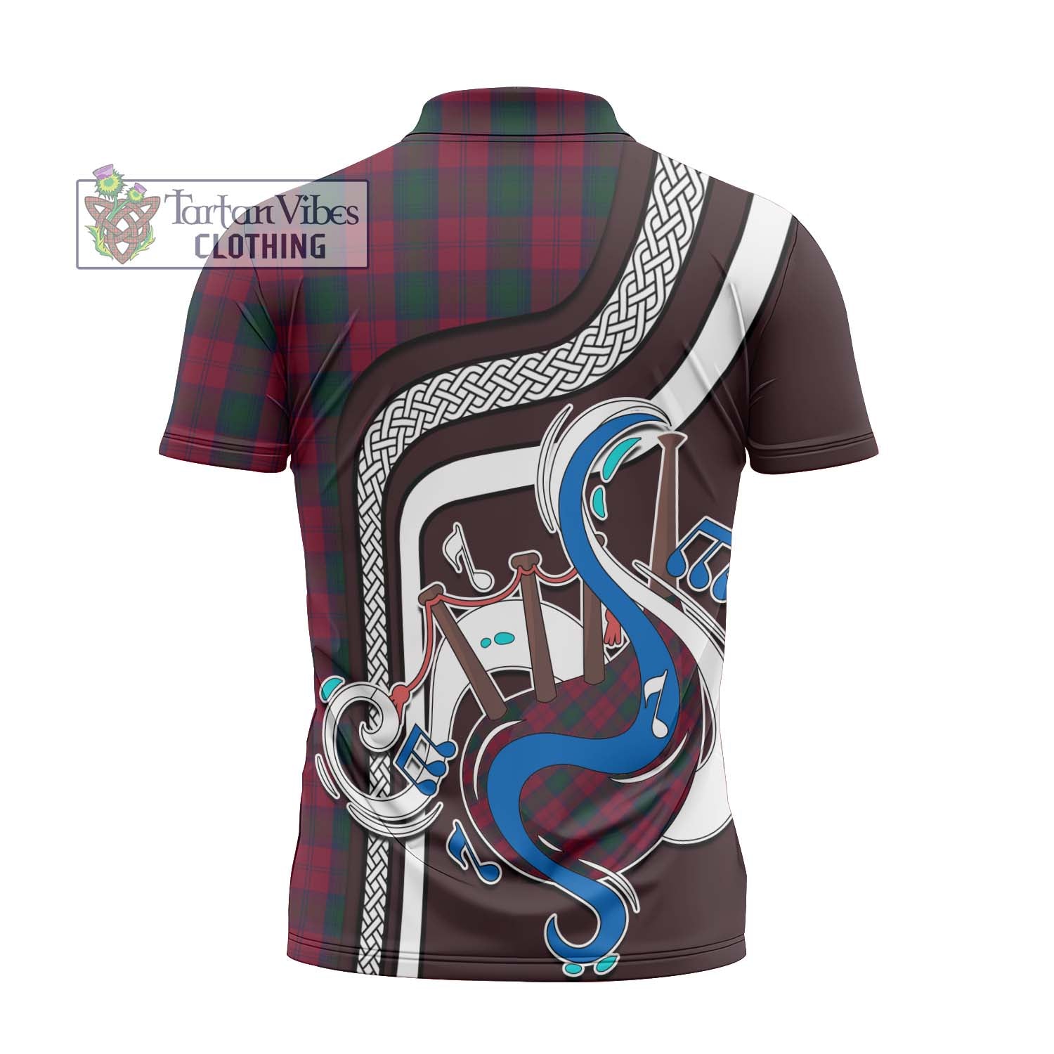 Tartan Vibes Clothing Lindsay Tartan Zipper Polo Shirt with Epic Bagpipe Style