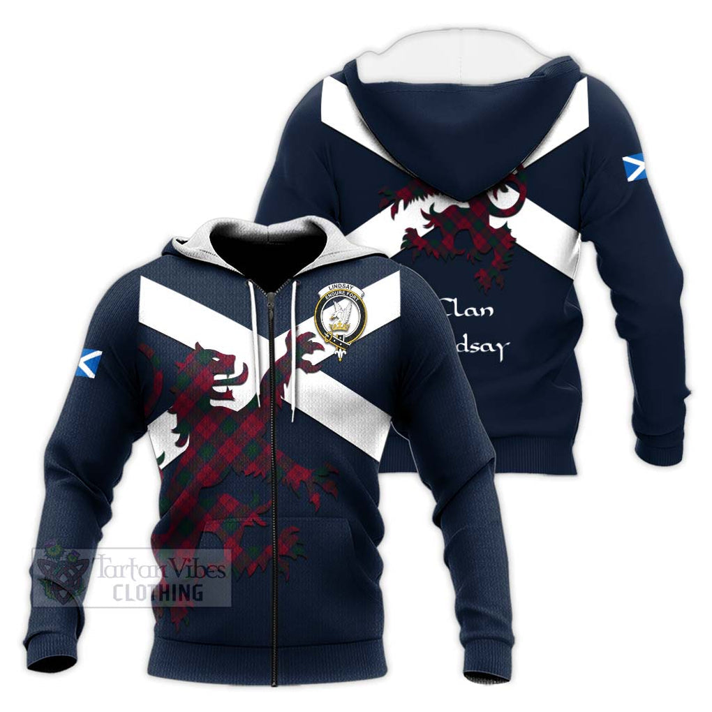 Tartan Vibes Clothing Lindsay Tartan Lion Rampant Knitted Hoodie – Proudly Display Your Heritage with Alba Gu Brath and Clan Name