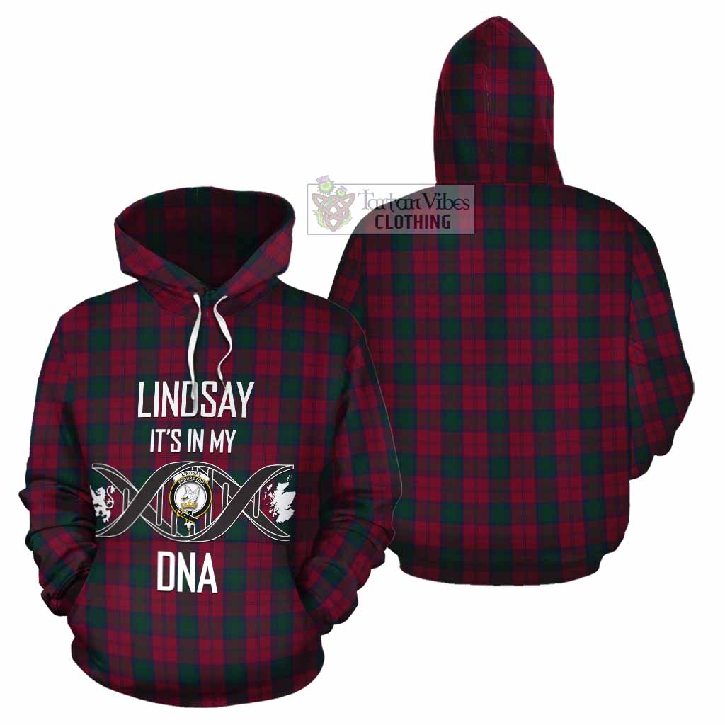 Tartan Vibes Clothing Lindsay Tartan Cotton Hoodie with Family Crest DNA In Me Style