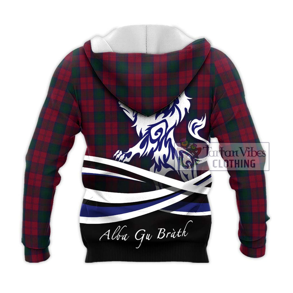 Lindsay Tartan Knitted Hoodie with Alba Gu Brath Regal Lion Emblem - Tartanvibesclothing Shop