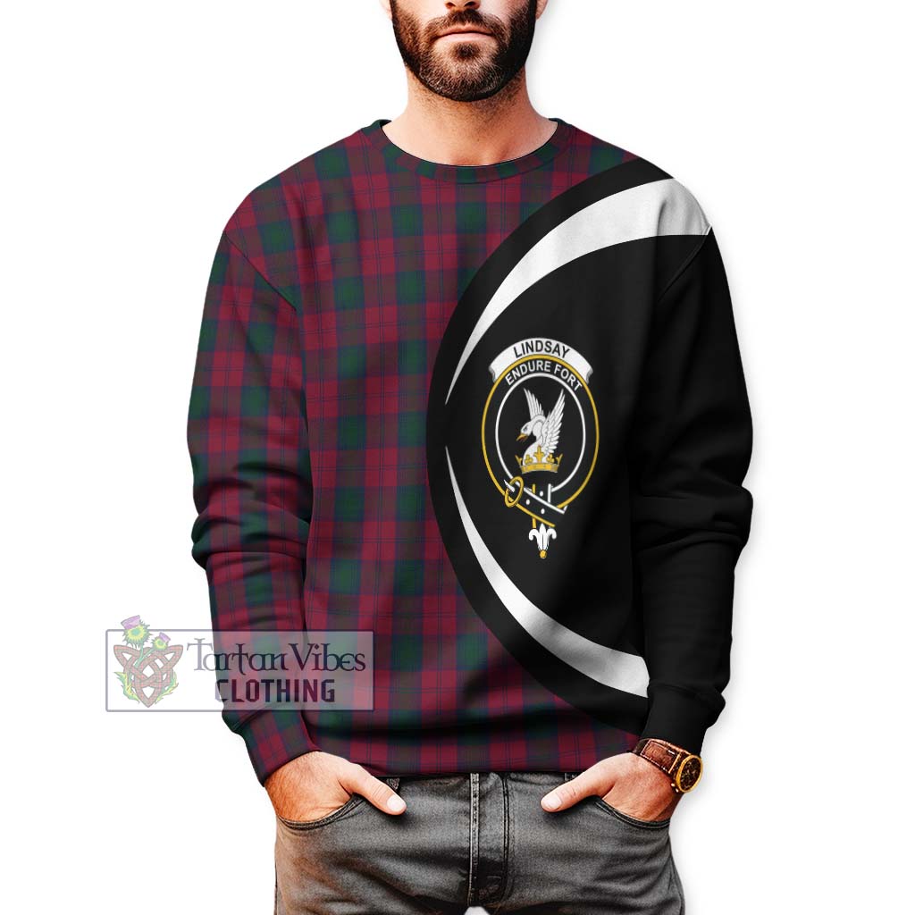 Lindsay Tartan Sweatshirt with Family Crest Circle Style - Tartan Vibes Clothing