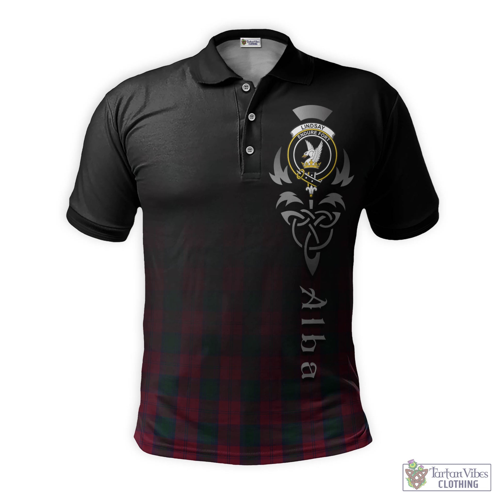 Tartan Vibes Clothing Lindsay Tartan Polo Shirt Featuring Alba Gu Brath Family Crest Celtic Inspired