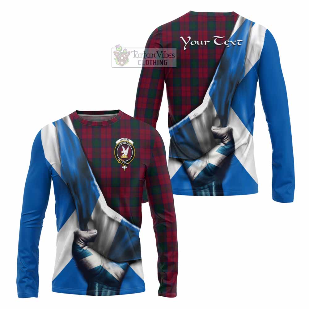 Tartan Vibes Clothing Lindsay Tartan Long Sleeve T-Shirt with Family Crest Scotland Patriotic Style