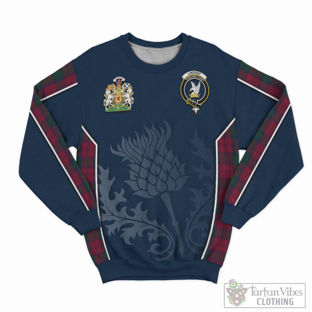 Tartan Vibes Clothing Lindsay Tartan Sweatshirt with Family Crest and Scottish Thistle Vibes Sport Style