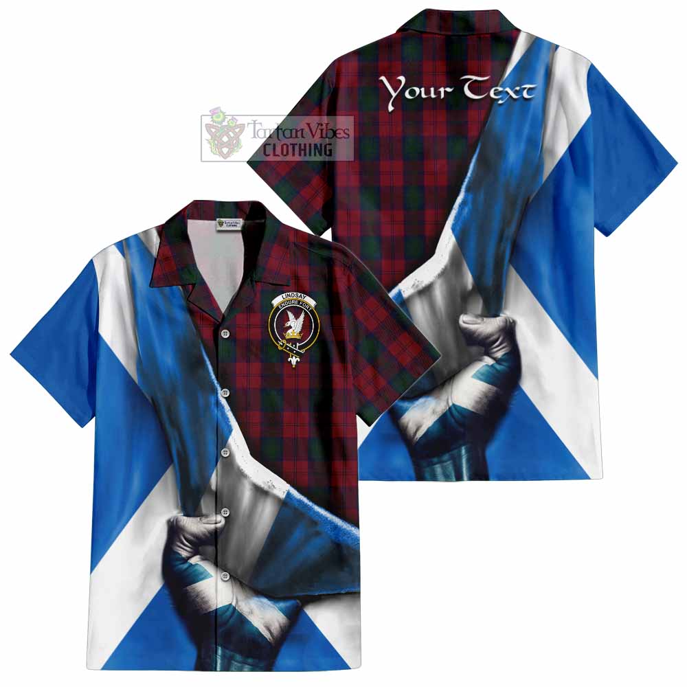 Tartan Vibes Clothing Lindsay Tartan Short Sleeve Button Shirt with Family Crest Scotland Patriotic Style