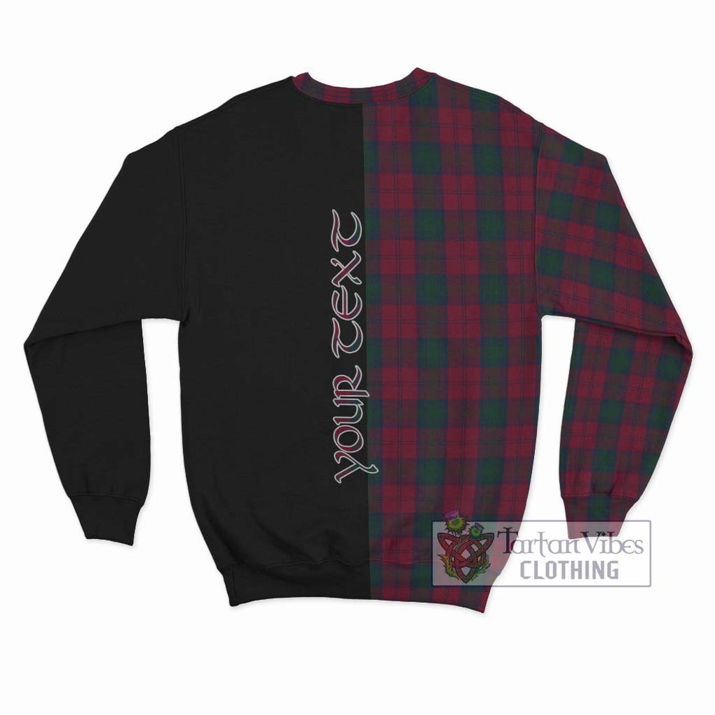 Lindsay Tartan Sweatshirt with Family Crest and Half Of Me Style - Tartanvibesclothing Shop