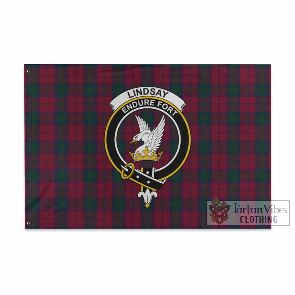 Tartan Vibes Clothing Lindsay Tartan House Flag with Family Crest