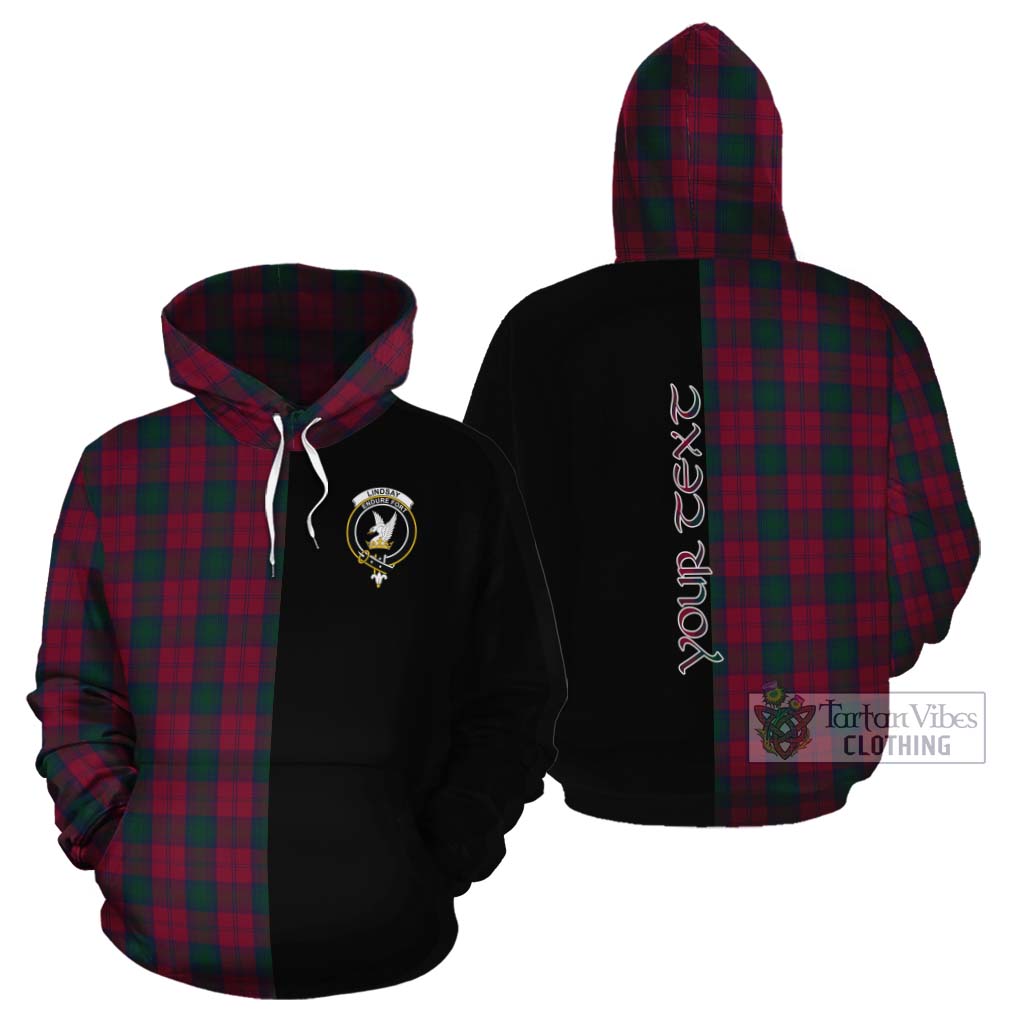 Tartan Vibes Clothing Lindsay Tartan Cotton Hoodie with Family Crest and Half Of Me Style