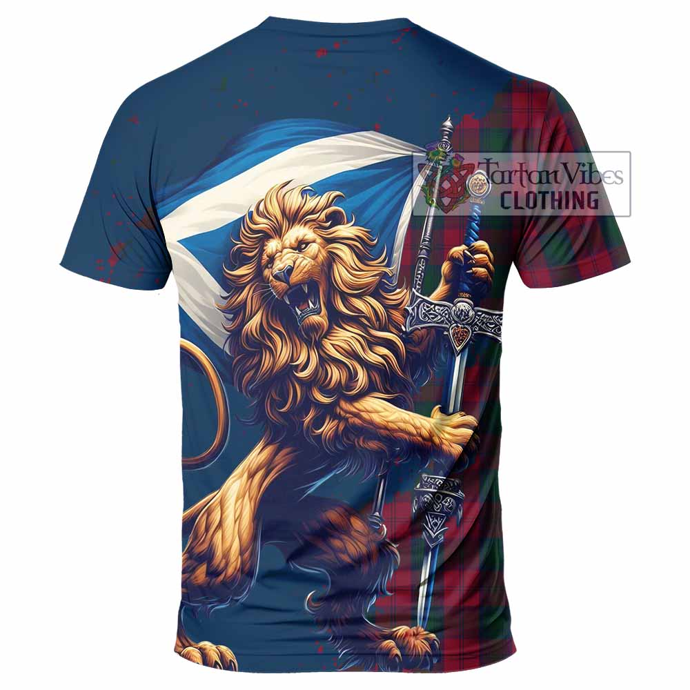 Tartan Vibes Clothing Lindsay Tartan Family Crest T-Shirt with Scottish Majestic Lion