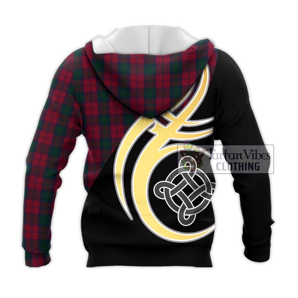 Lindsay Tartan Knitted Hoodie with Family Crest and Celtic Symbol Style - Tartan Vibes Clothing