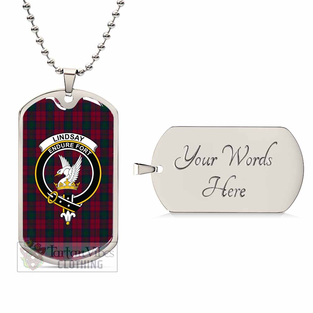 Tartan Vibes Clothing Lindsay Tartan Dog Tag Necklace with Family Crest