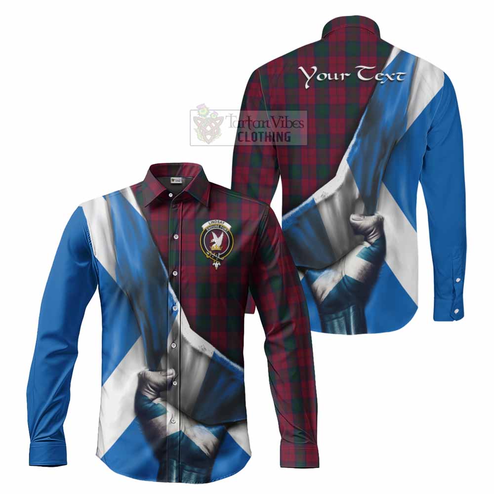 Tartan Vibes Clothing Lindsay Tartan Long Sleeve Button Shirt with Family Crest Scotland Patriotic Style