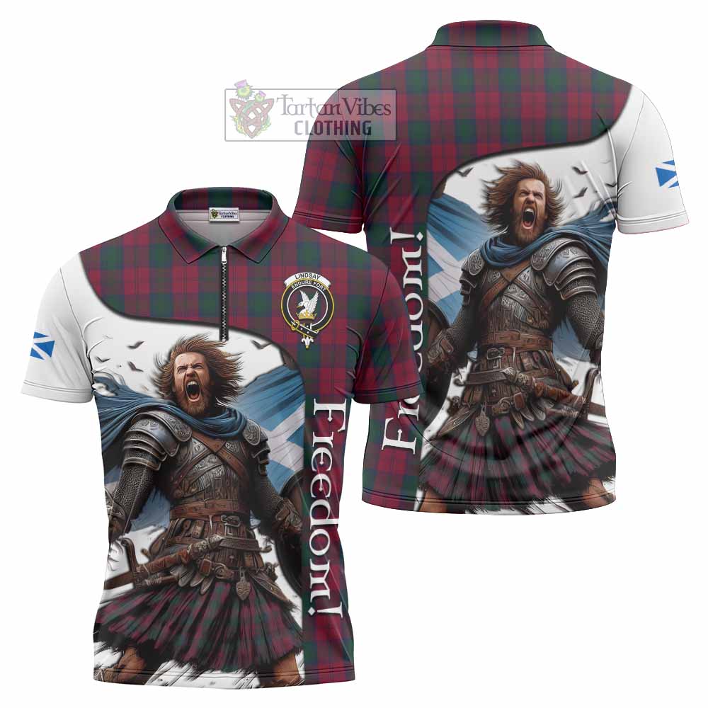 Tartan Vibes Clothing Lindsay Crest Tartan Zipper Polo Shirt Inspired by the Freedom of Scottish Warrior