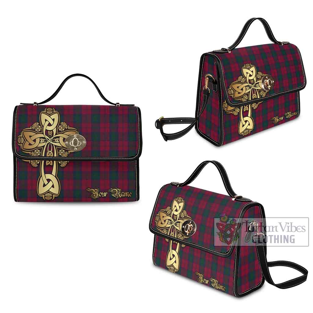 Tartan Vibes Clothing Lindsay Tartan Waterproof Canvas Bag Golden Thistle Celtic Cross Style