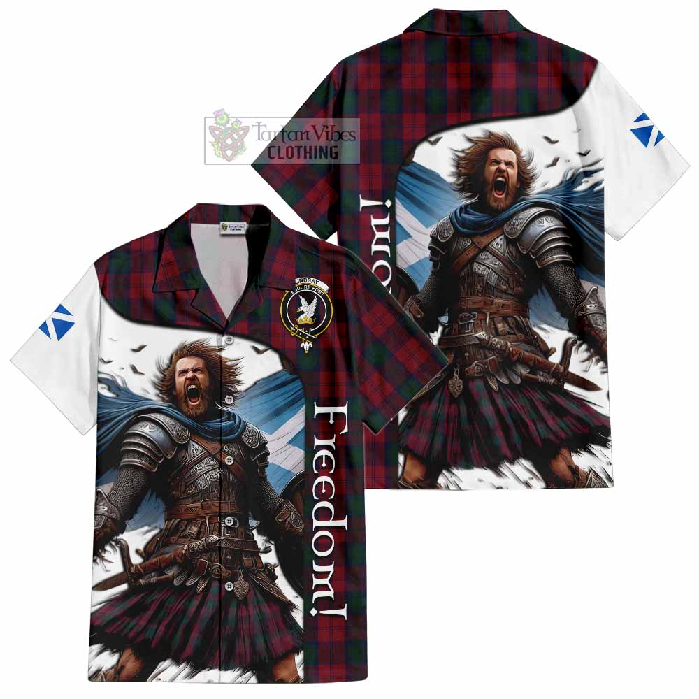 Tartan Vibes Clothing Lindsay Crest Tartan Short Sleeve Button Shirt Inspired by the Freedom of Scottish Warrior