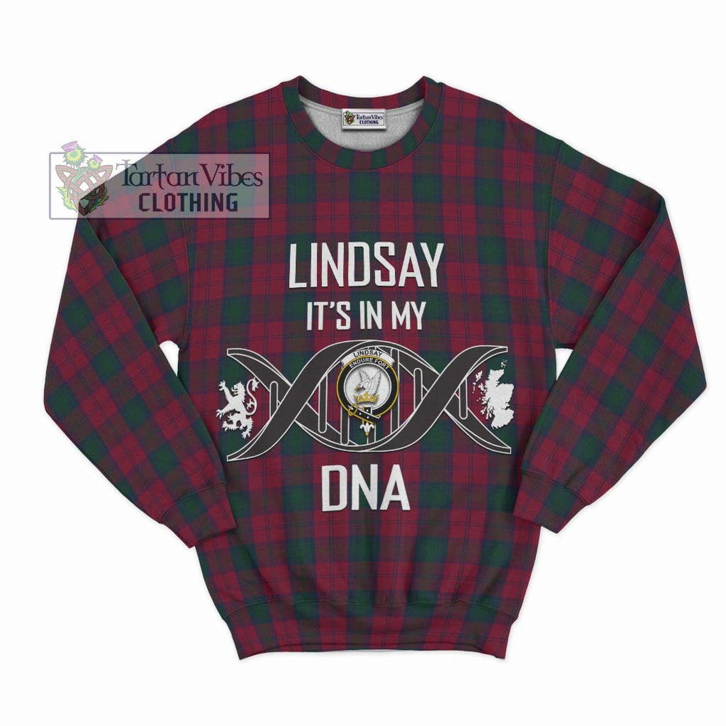 Lindsay Tartan Sweatshirt with Family Crest DNA In Me Style - Tartanvibesclothing Shop