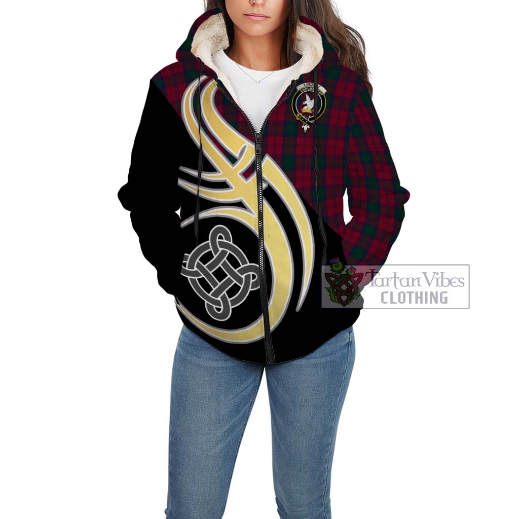 Lindsay Tartan Sherpa Hoodie with Family Crest and Celtic Symbol Style Unisex - Tartan Vibes Clothing