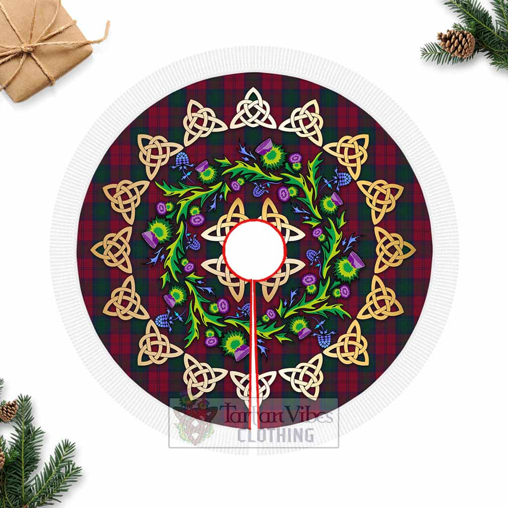 Tartan Vibes Clothing Lindsay Tartan Christmas Tree Skirt with Thistle Celtic Knot Style