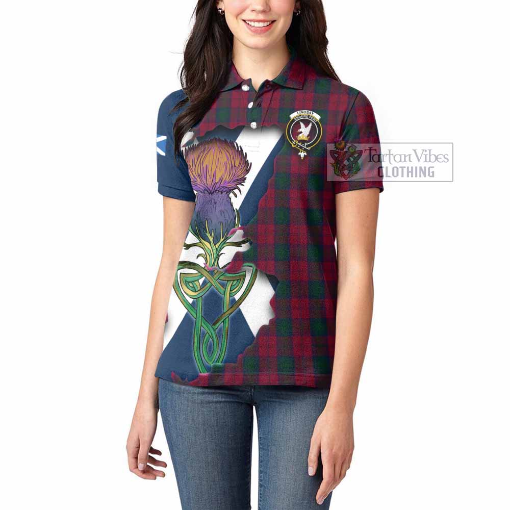 Lindsay Tartan Family Crest Women's Polo Shirt Scottish Thistle Celtic Inspired - Tartan Vibes Clothing