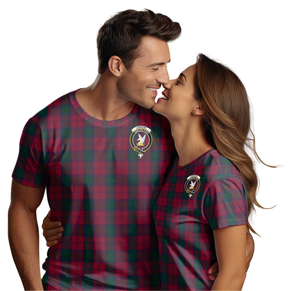 Lindsay Tartan T-Shirt with Family Crest - Tartan Vibes Clothing