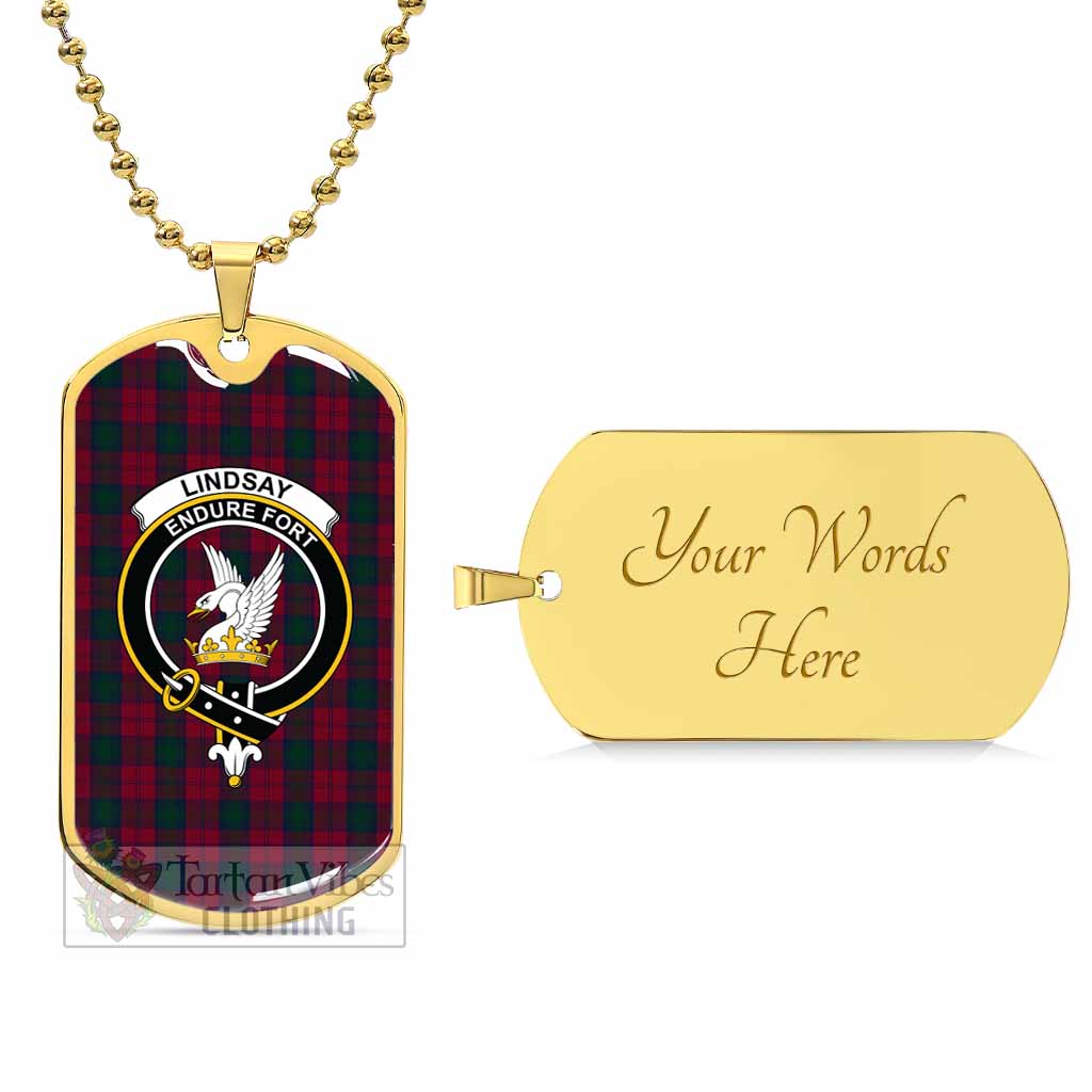 Tartan Vibes Clothing Lindsay Tartan Dog Tag Necklace with Family Crest