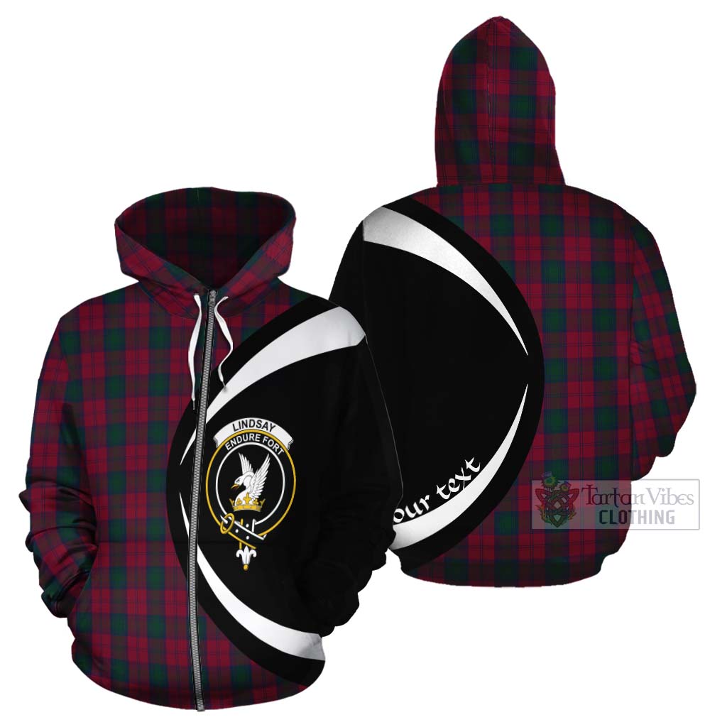 Tartan Vibes Clothing Lindsay Tartan Cotton Hoodie with Family Crest Circle Style