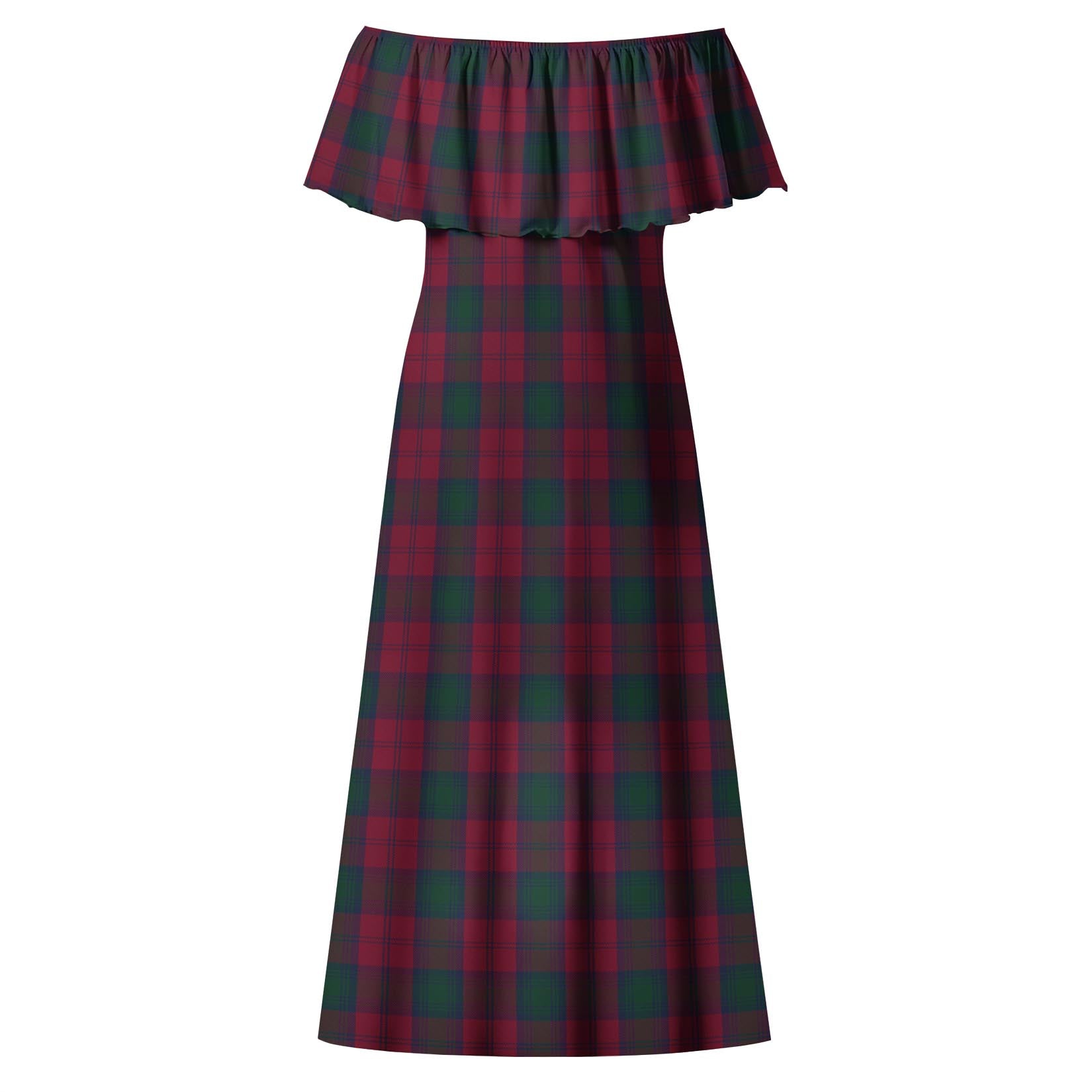 Lindsay Tartan Off Shoulder Long Dress - Tartanvibesclothing