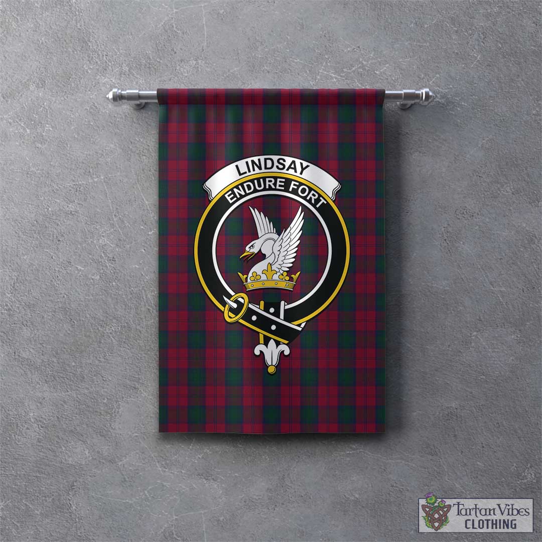 Tartan Vibes Clothing Lindsay Tartan Gonfalon, Tartan Banner with Family Crest