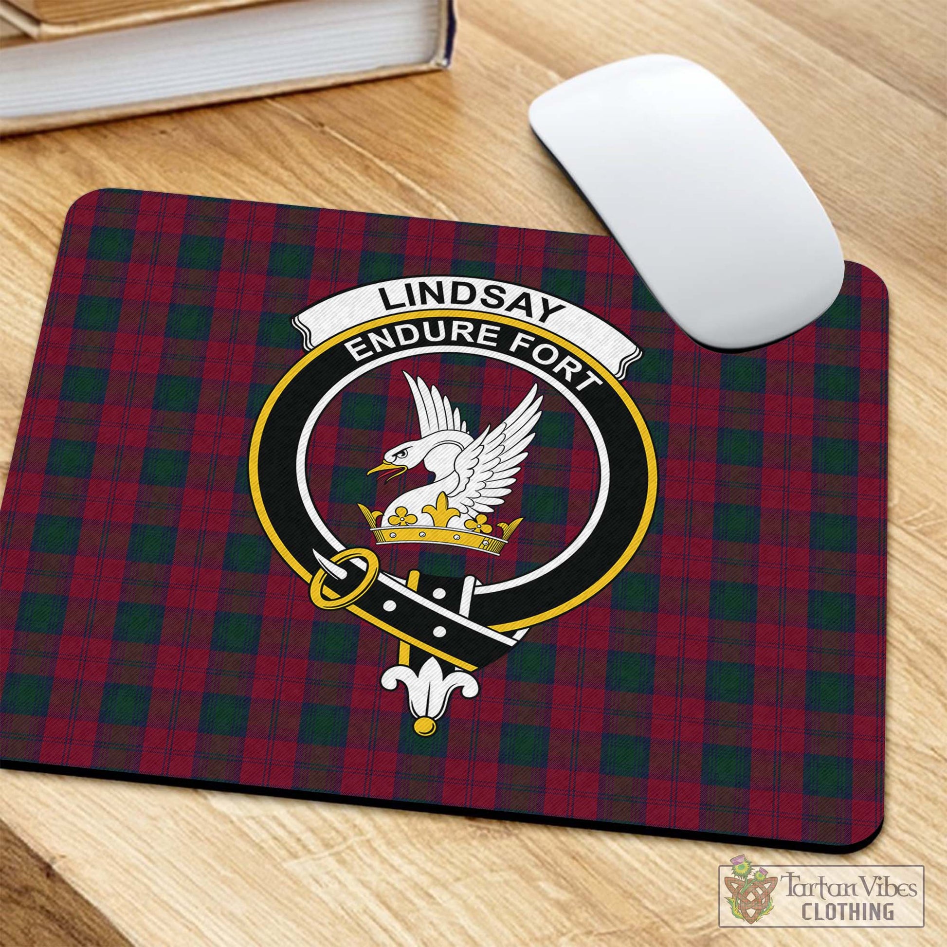 Tartan Vibes Clothing Lindsay Tartan Mouse Pad with Family Crest