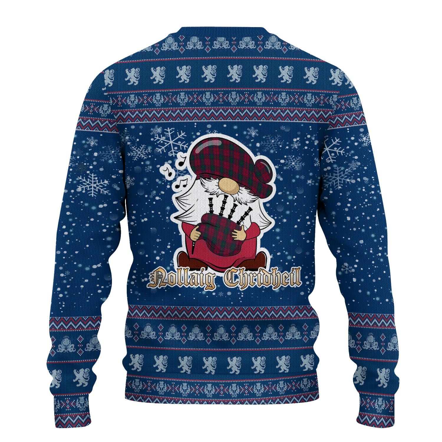 Lindsay Clan Christmas Family Knitted Sweater with Funny Gnome Playing Bagpipes - Tartanvibesclothing