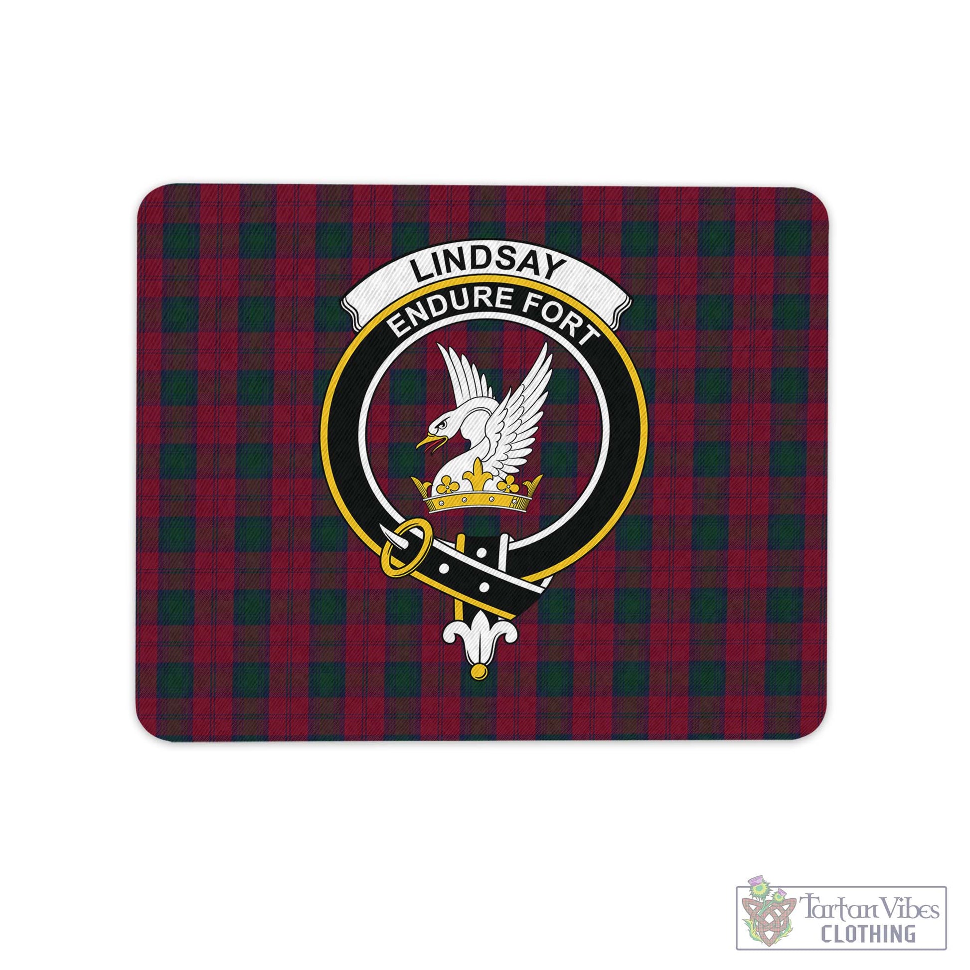 Tartan Vibes Clothing Lindsay Tartan Mouse Pad with Family Crest