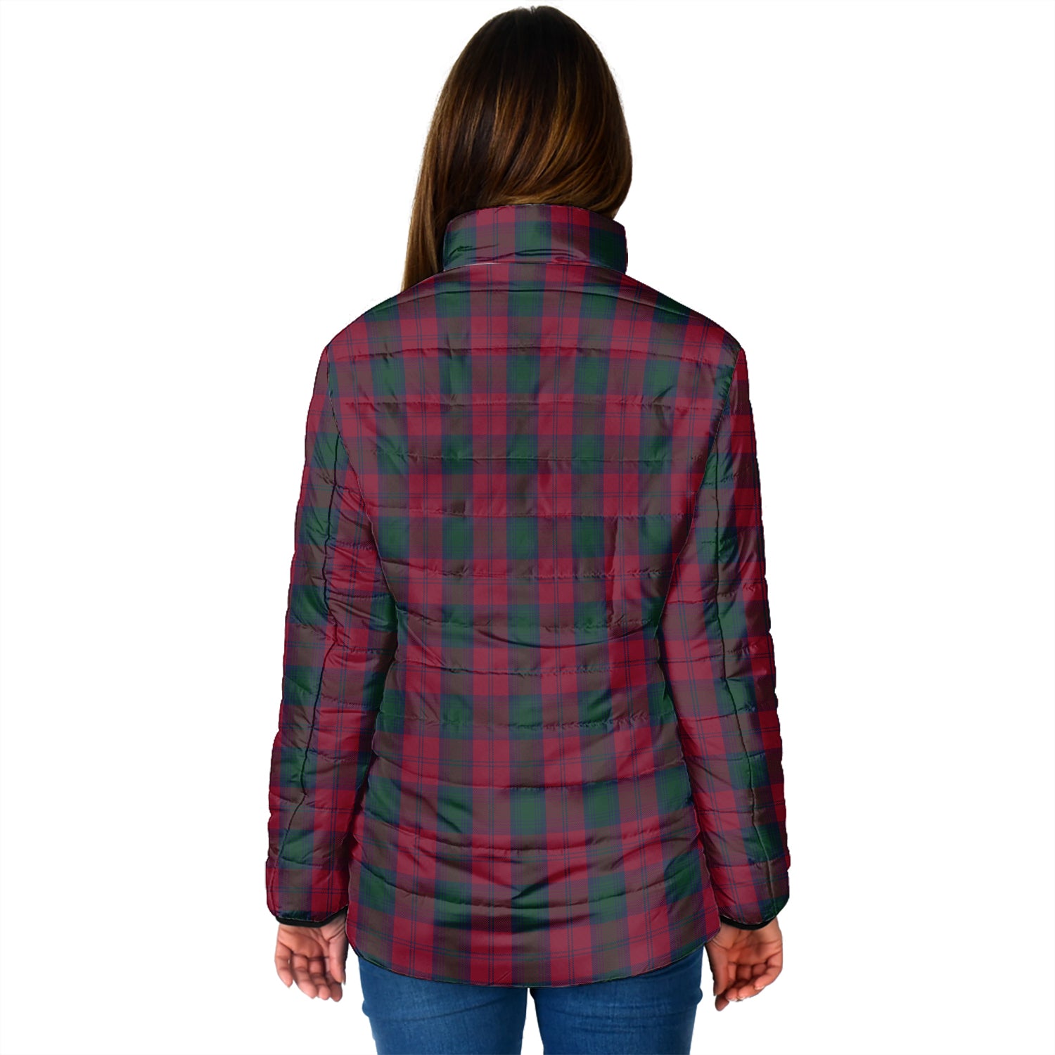 Lindsay Tartan Padded Jacket with Family Crest - Tartanvibesclothing