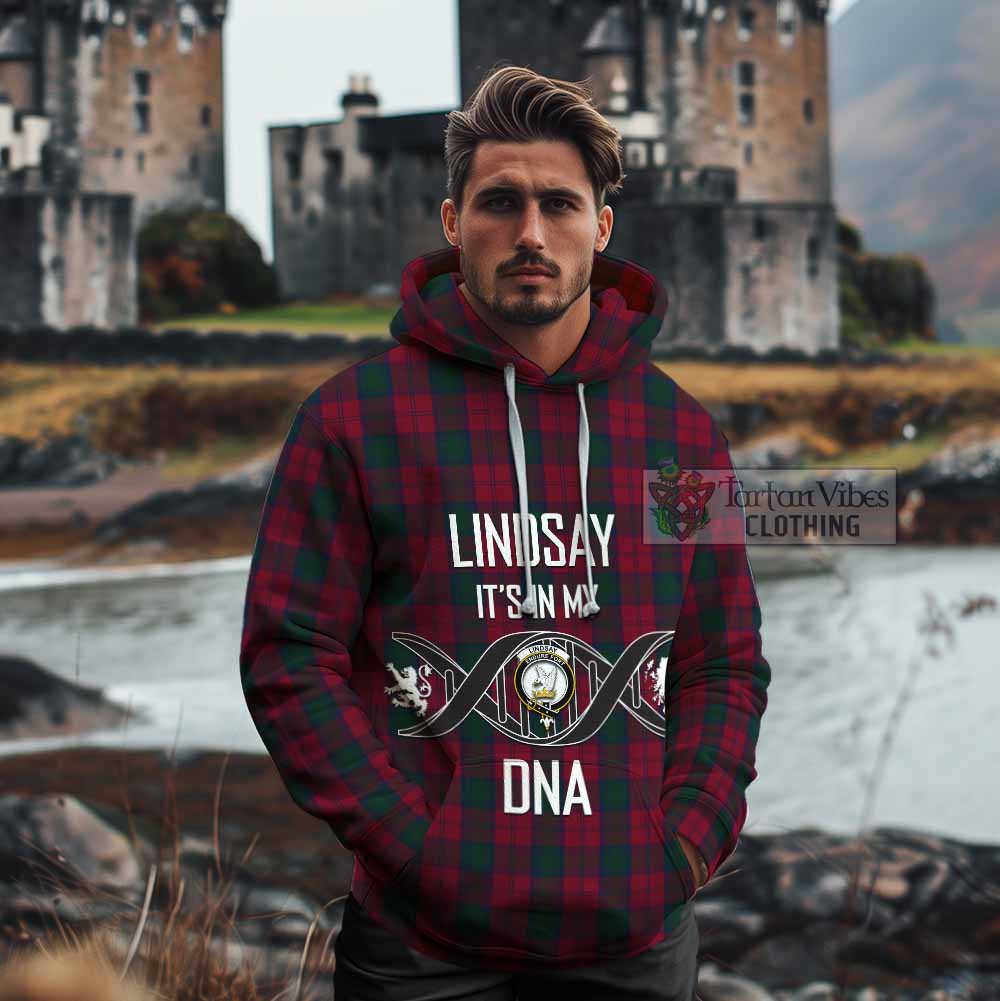 Tartan Vibes Clothing Lindsay Tartan Cotton Hoodie with Family Crest DNA In Me Style