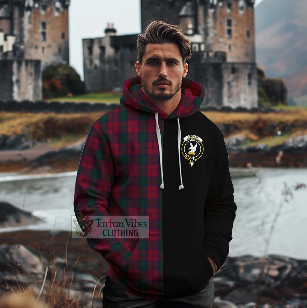 Tartan Vibes Clothing Lindsay Tartan Cotton Hoodie with Family Crest and Half Of Me Style