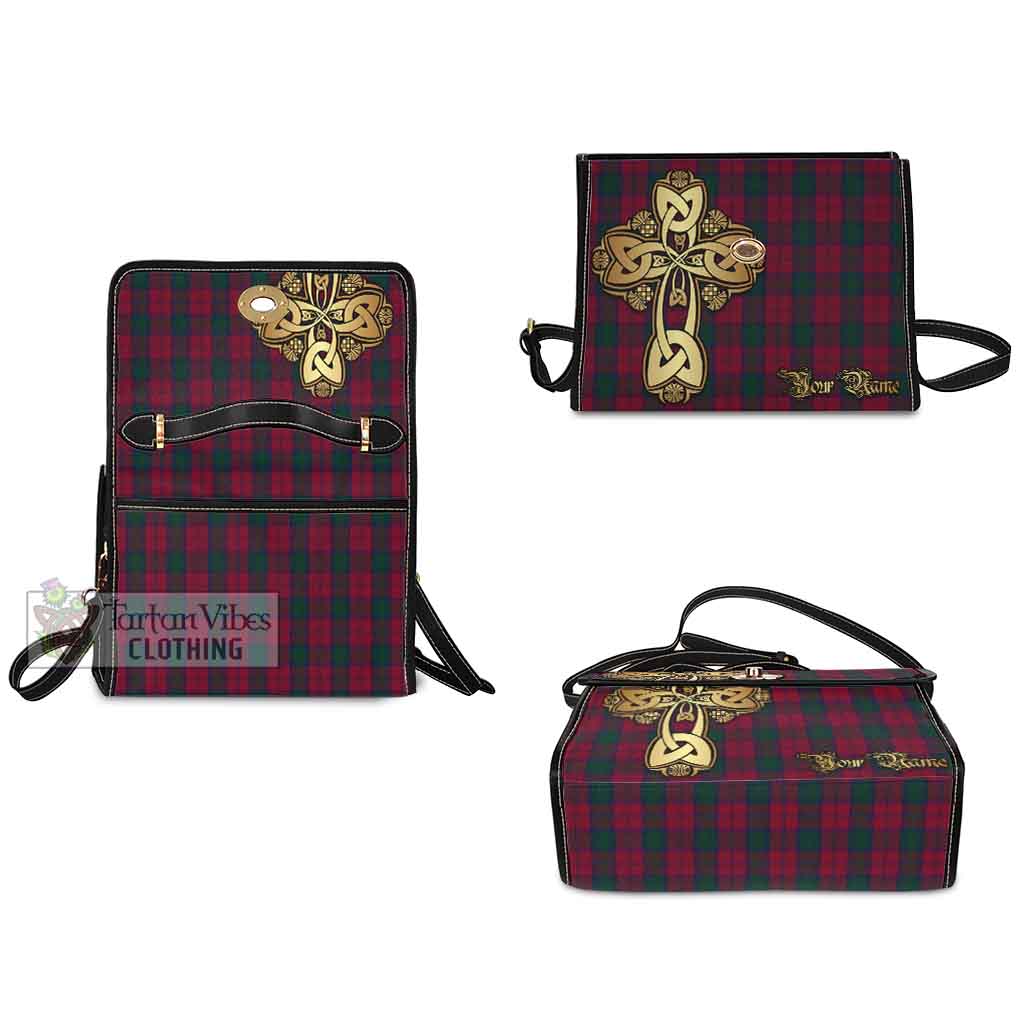 Tartan Vibes Clothing Lindsay Tartan Waterproof Canvas Bag Golden Thistle Celtic Cross Style