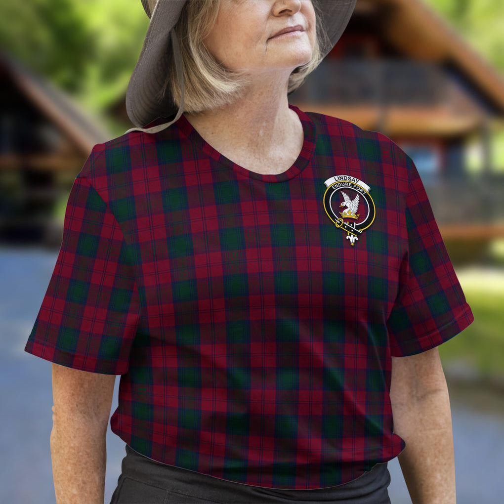 Lindsay Tartan T-Shirt with Family Crest - Tartan Vibes Clothing