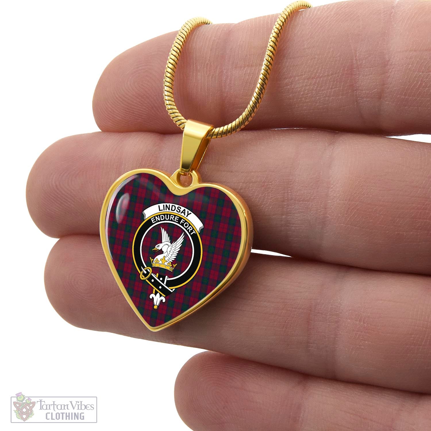 Tartan Vibes Clothing Lindsay Tartan Heart Necklace with Family Crest